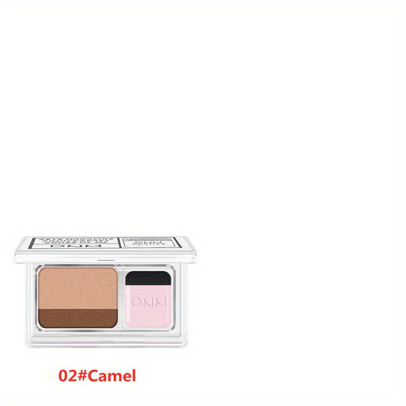 Portable Two-Tone Eyeshadow with Smooth Matte Finish and Matching Brush - One Step Lazy Shaping Eyeshadow for a Flawless Look