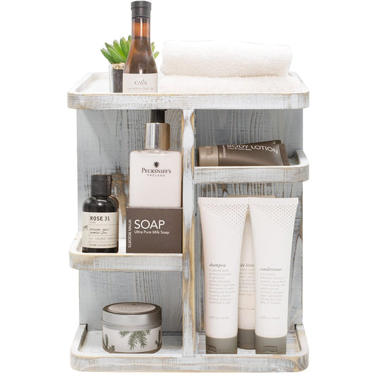 360° Rustic Wood Carousel Organizer