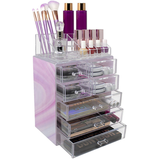 Medium Tie-Dye Makeup Organizer Set - (3 large / 4 small drawers/top tray)