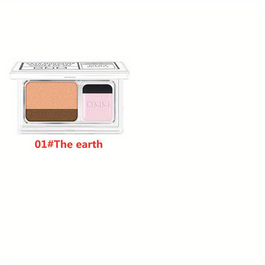 Portable Two-Tone Eyeshadow with Smooth Matte Finish and Matching Brush - One Step Lazy Shaping Eyeshadow for a Flawless Look