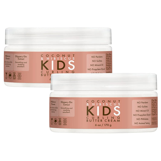 Shea Moisture Kids Curly Hair Products, Coconut & Hibiscus Kids Curling Butter Cream, Shea Butter, Coconut Milk, Coconut Oil, Anti Frizz, Kids & Babies Hair Products for Curly Hair (2 Pack – 8 Oz Ea)