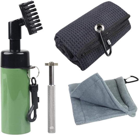 4 PCS Golf Club Water Spray Cleaner Brush with Waffle Golf Towel Cleaning Tool Kit,Golf Grooves Cleaning Set Accessories for Golfers,Cool Golfing Gifts for Men Women Husband Father Boyfriend