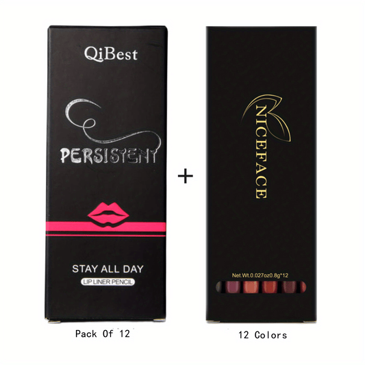 Matte Lip Liner Pencil Set - 12 Colors Natural Lip Makeup Soft Pencils Waterproof And Long Lasting Velvet Lip Liners